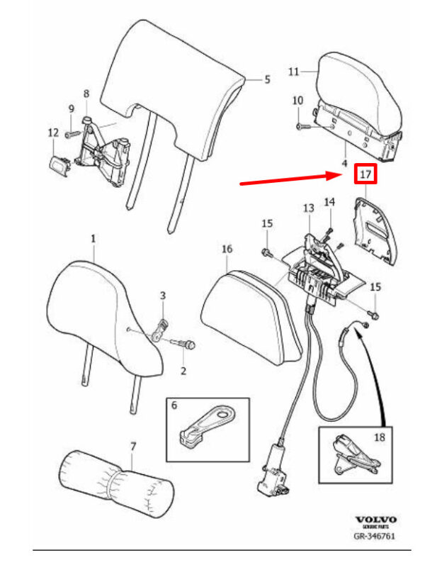 39806235 - Volvo V60 MK1 Headrest Cover Rear 39806235 NEW REAL