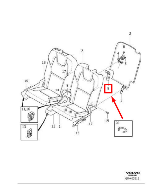 39831242 - VOLVO XC90 MK2 Rear Right Seat Back Panel 39831242 NEW GENUINE