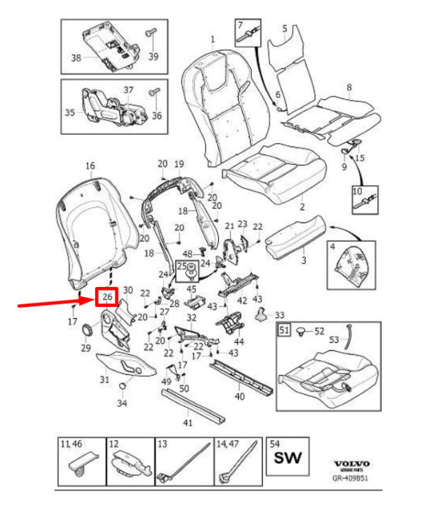 39831641 - VOLVO S90 MK2 FRONT SEAT SIDE PANEL 39831641 NEW GENUINE