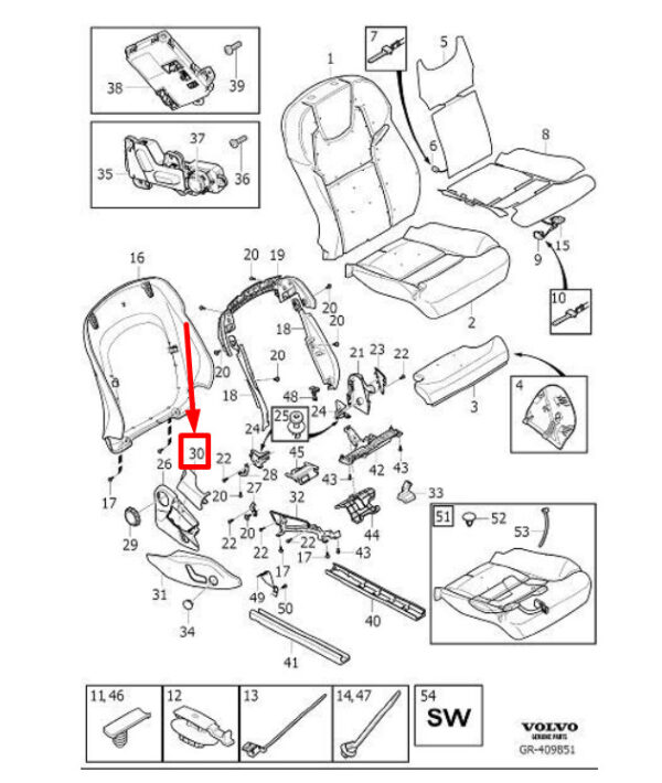 39831667 - VOLVO S60 MK3 REAR INNER SEAT COVER 39831667 NEW GENUINE