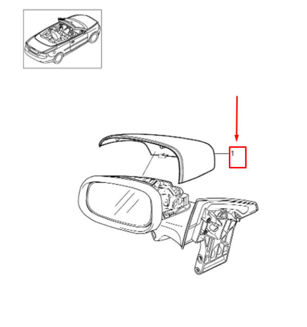 39850575 - Volvo C70 II convertible MK2 exterior mirror cover front left 39850575 NEW ORIGINAL