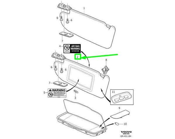 39863686 - Volvo XC90 MK1 Sun visor on the left 39863686 NEW REAL