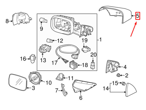 39894355 - VOLVO V70 III BW MK3 Front Right Door Mirror Cover 39894355 NEW GENUINE