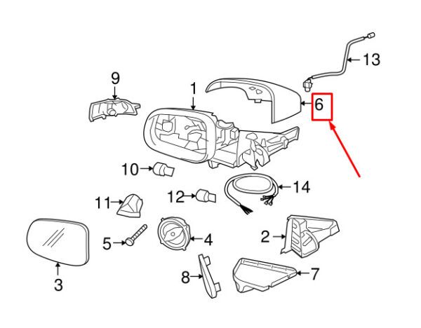 39896572 - Volvo V70 III BW MK3 door mirror cover front right 39896572 NEW ORIGINAL