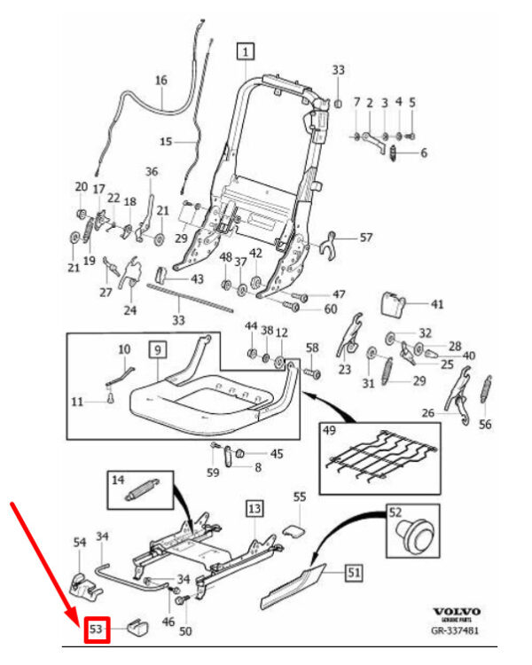 39974088 - VOLVO XC90 MK1 Front Right Seat Track Cover 39974088 NEW GENUINE