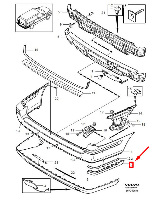 39993629 - VOLVO V70 MK2 REAR RIGHT BUMPER BAR 39993629 NEW GENUINE