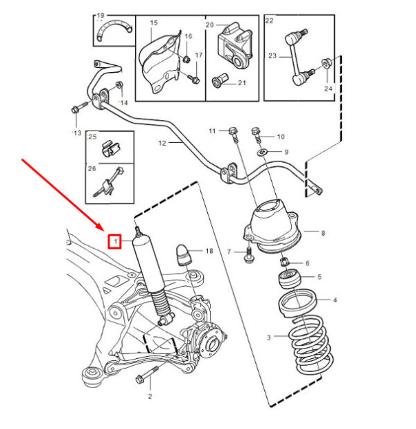 8671722 - VOLVO S60 MK1 REAR SHOCK ABSORBER 8671722 NEW GENUINE