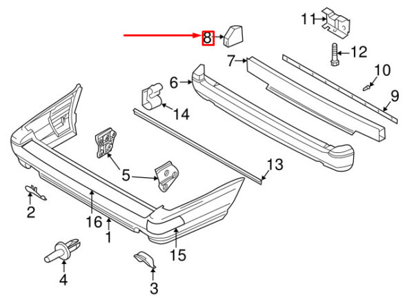 9190770 - VOLVO V70 MK1 REAR BUMPER LEFT SIDE BAR END 9190770 NEW GENUINE
