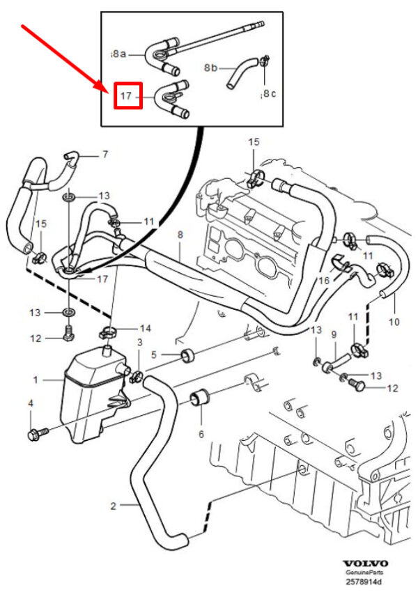 9202208 - Volvo S60 MK1 Engine Crankcase Vent Tube 9202208 NEW REAL