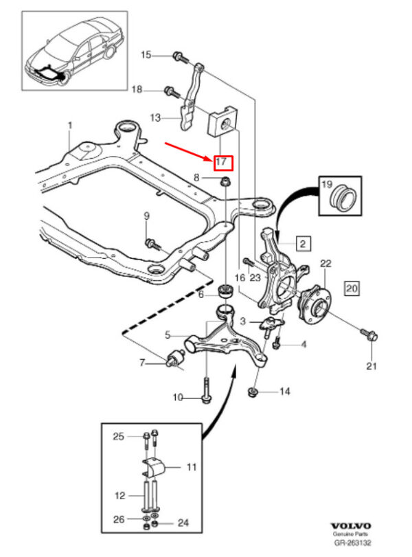 9485145 - Volvo V70 II SW MK2 Front Stop Bracket Damper NEW ORIGINAL