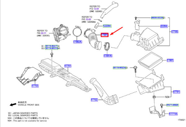 178810Y040 - Toyota C-HR MK1 Engine Air Filter Hose 178810Y040, Original Part
