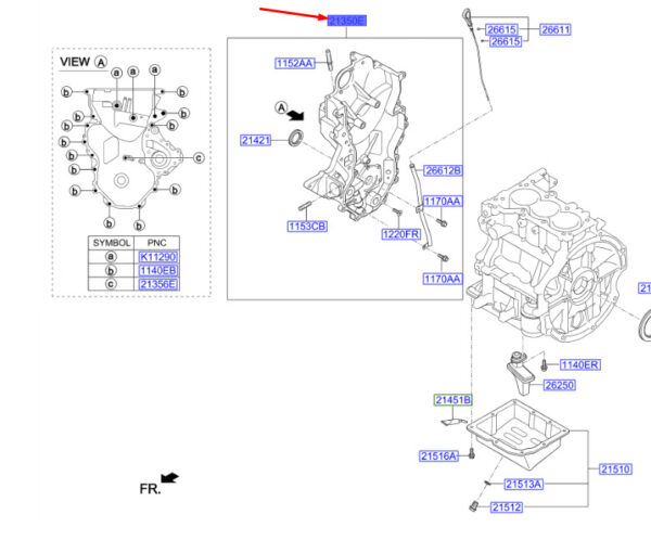 2135004530 - Hyundai Kona MK1 Control Chain/Oil Pump Cover 2135004530, NEW, ORIGINAL