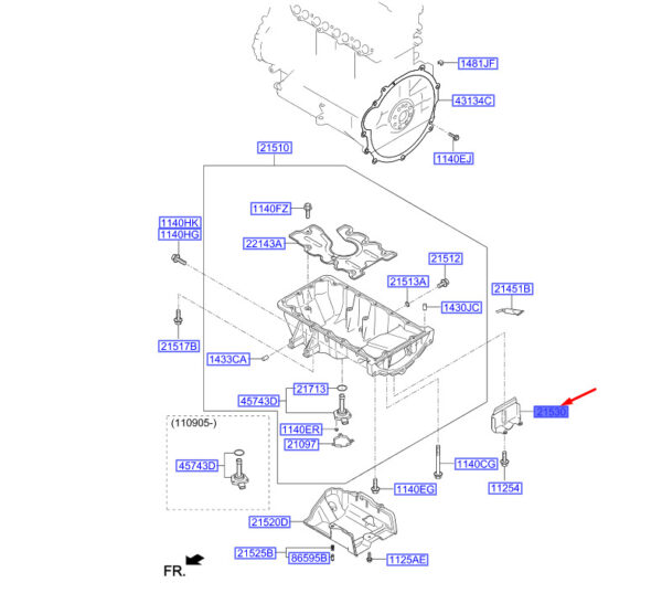 215142A101 - Hyundai i30 MK3 oil pan acoustic sign 215142A101 NEW ORIGINAL