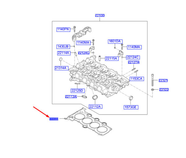 223112B610 - Hyundai Kona MK1 Cylinder Head Gasket 223112B610, NEW, ORIGINAL