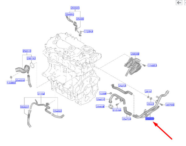 254582M800 - Hyundai Tucson NX4 MK4 Heizungsrohrbaugruppe 254582M800, NEU, ORIGINAL