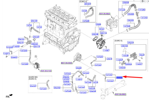 254902U010 - Hyundai Tucson NX4 MK4 EGR-Ventil-Ausgangsschlauchbaugruppe 254902U010 NEU