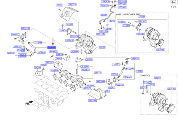256602F000 - Hyundai Santa Fe MK3 DM Water Turbo Inlet Hose 256602F000, Original Part