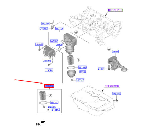 263502S000 - Hyundai Tucson NX4 MK4 Oil Filter Service Kit 263502S000, Original