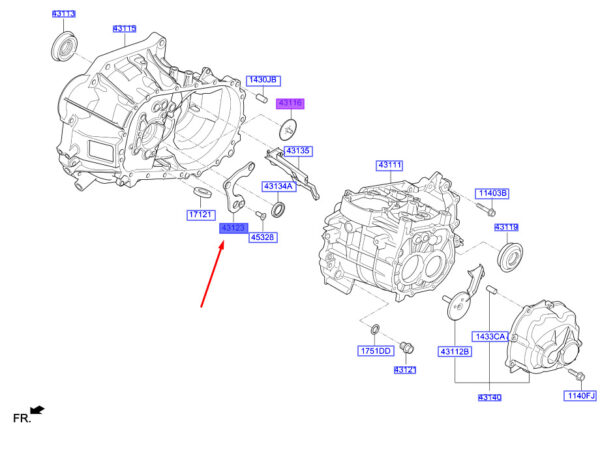 4312332001 - Hyundai Kona MK1 Clutch Housing Holder 43123392001, Original