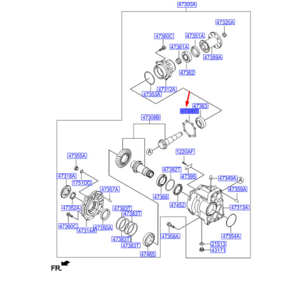 473863B202 - Hyundai Santa Fe MK3 DM Transfer Spacer 473863B202, Original Part