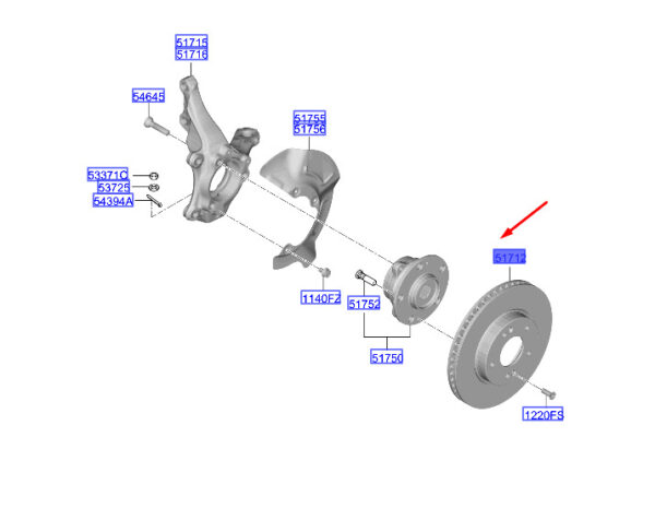 51712AT500 - Hyundai Kona MK2 brake disc front 51712AT500 NEW ORIGINAL