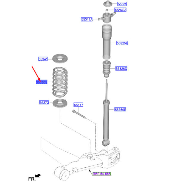 55330BE410 - Hyundai Kona MK2, rear screw spring, 55330BE410, original