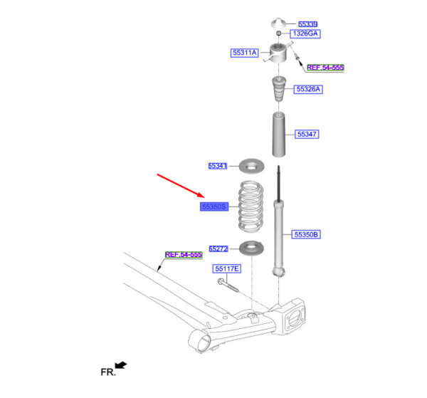 55330J9060 - Hyundai Kona MK1, rear screw spring, 55330J9060, original