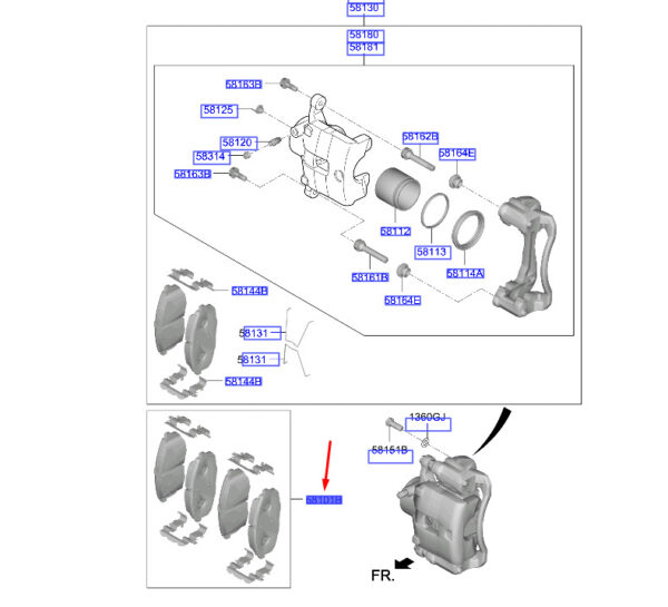 58101J9A55 - HYUNDAI KONA MK1 FRONT BRAKE PAD SET 58101J9A55 NEW GENUINE