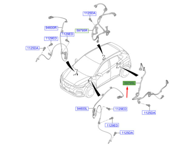 59795K4000 - Hyundai Kona Electric MK1 Rear Left Electric Parking Brake Cable 59795K4000