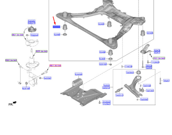 62418N9100 - Hyundai Tucson NX4 Front Crossmember Mounting Bushing 62418N9100, Genuine