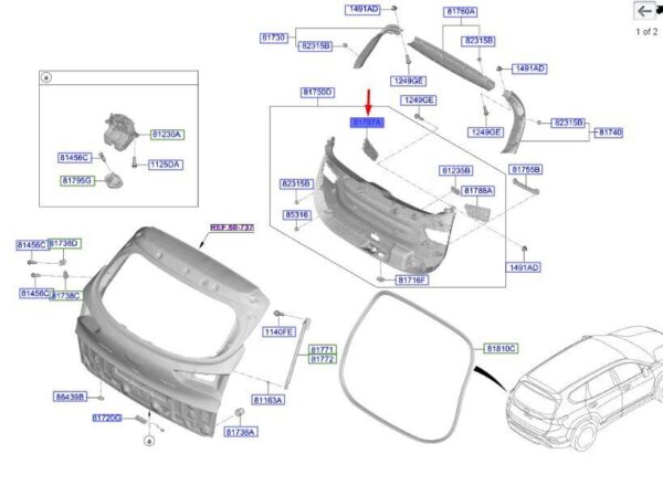 81713S1000NNB - HYUNDAI SANTA FÉ MK4 Tailgate Rear Left Lamp Cover 81713S1000NNB NEW GENUINE