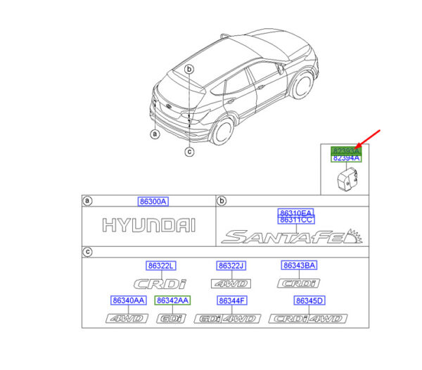 823932W000 - Hyundai Santa FE MK3 side impact protection front left 823932W000, original part