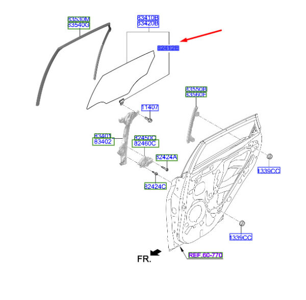 824131Y000 - Hyundai Kona MK1 glass holder for rear door 824131Y000, original part