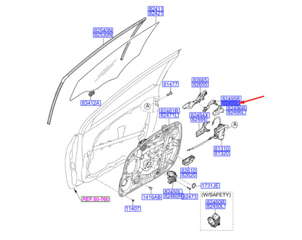 82485A6000 - Hyundai i30 MK3 door handle mount front left outside 82485A6000 NEW ORIGINAL