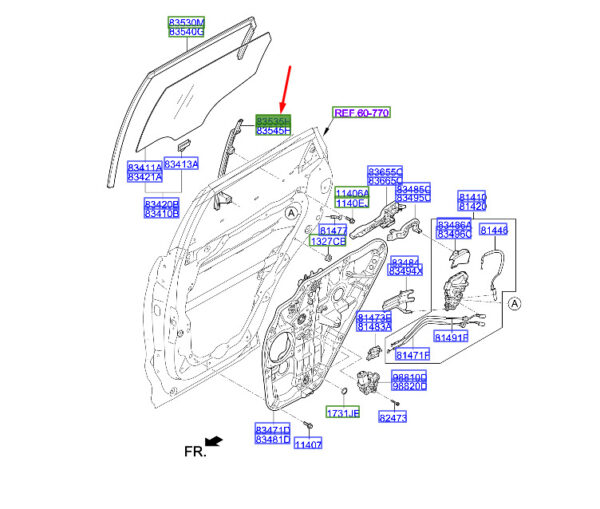 835352W000 - Hyundai Santa FE MK3 Left Rear Dr Delta Lower Run Channel 835352W000 New