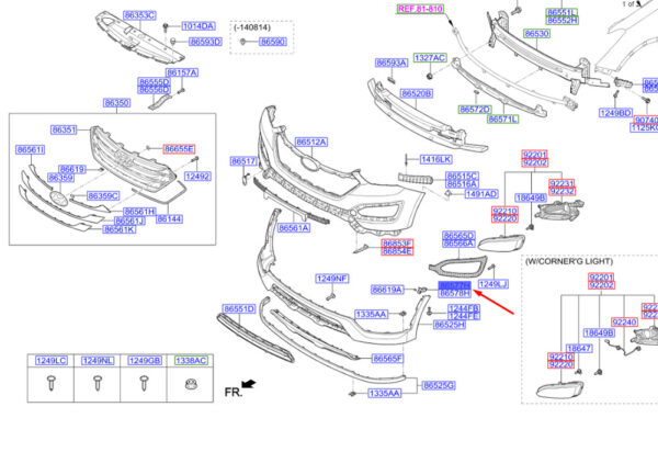 865772W000 - Hyundai Santa Fe DM bumper reinforcement front left 865772W000, original part