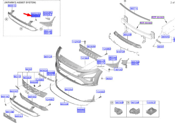 86582J9NA0 - Hyundai Kona MK1 ultrasonic holder front left inside 86582J9NA0, original part