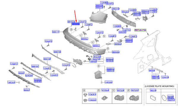 86681N7CA0 - Hyundai Tucson NX4 MK4 rear parking sensor holder No. 1 86681N7CA0, original part