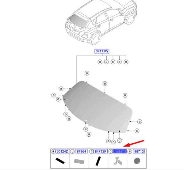87116G2000 - Hyundai Kona MK1 rear window heater connection 87116G2000, original