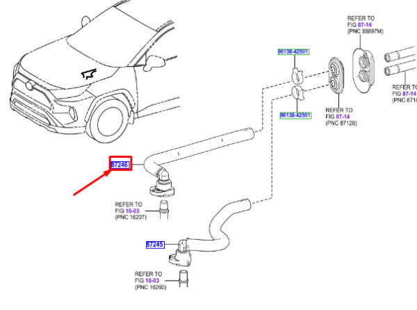 8720942300 - Toyota RAV 4V XA50 Heating Water Outlet Hose 8720942300, NEW, ORIGINAL