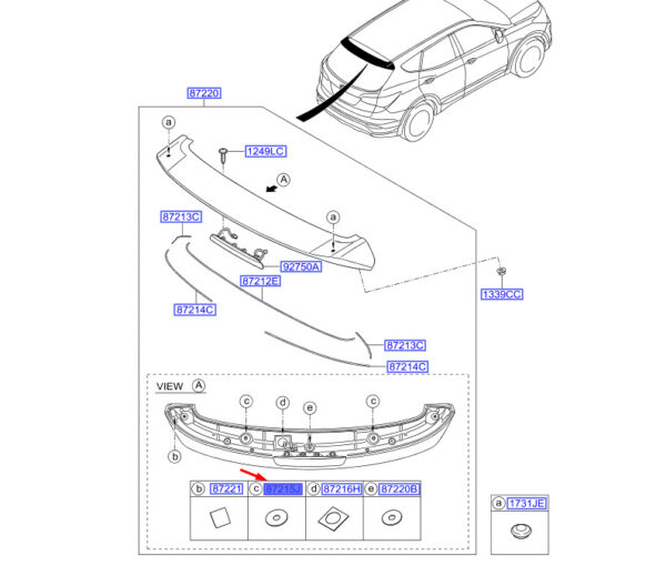 872162W000 - Hyundai Santa FE MK3 DM Rear Spoiler Pad 4 872162W000 NEW ORIGINAL