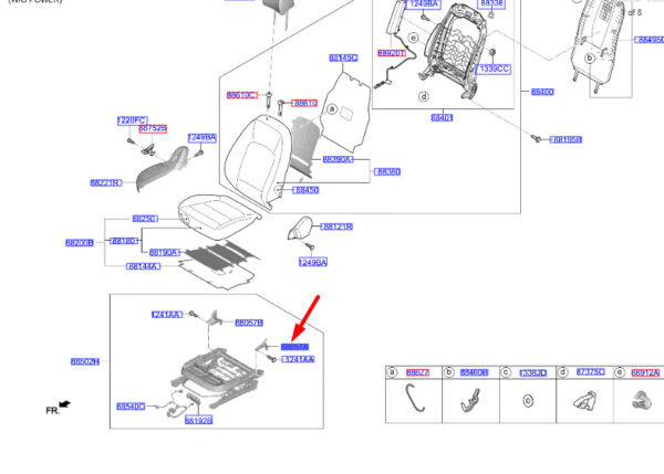 88193G2000TRY - Hyundai Kona MK1 - cover for front left inside seat back 88193G2000TRY original